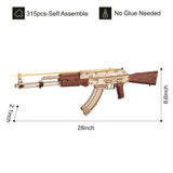 Robotime LQ901 Rokr Automatic Rifle AK-47 3D Wooden Assembly Guntoy Double Firing Modes Funny DIY Toys for Kids Adults Justice Guar
