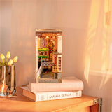 Robotime TGB01 Rolife Sakura Densya 3D Wooden DIY Miniature House Book Nook